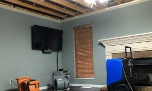 water-home a ceiling damaged by water from a leaky pipe